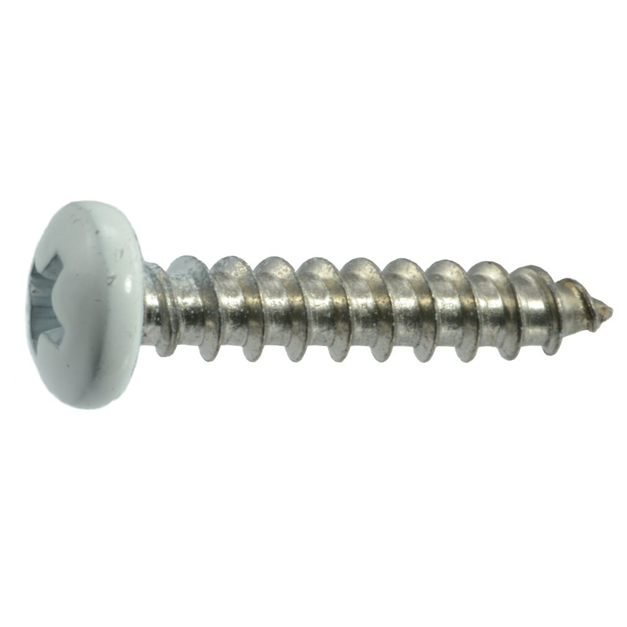 Midwest Fastener White Phillips Sheet Metal Screws - #10 x 1in., Stainless Steel, Pan Head, 100 Pcs, Model# 09089